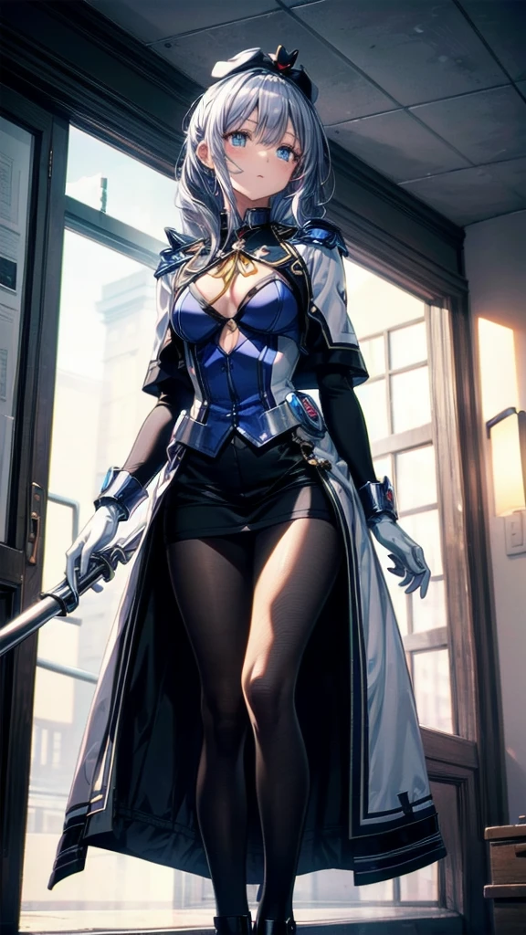 Highest quality, Official Art, masterpiece, Fabric Shading, High resolution, Very detailed, colorful, Best details, Fantasy, suit, 1 female, Age 25, Standing on the stairs,Pub with castle view, Many Stars々Shining night,short hair, Wavy Hair, {Surrounded by many people:1.9}, Confetti falling、Blessed、welcome:1.5, whole body:1.6