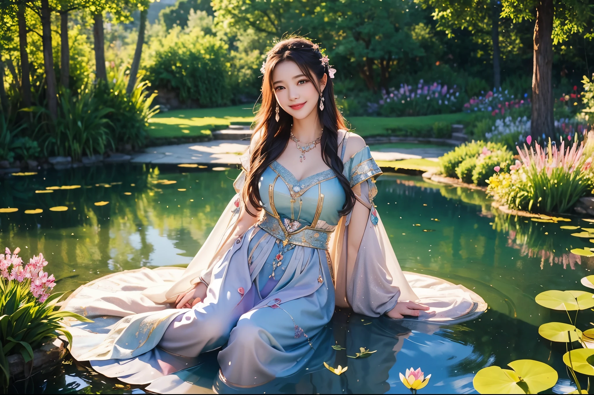 korean girl in a dress with flowers in her hair, a beautiful fantasy empress, beautiful face, beautiful maiden, beautiful and elegant elf queen, beautiful fantasy maiden, ((a beautiful fantasy empress)), fantasy outfit, fantasy beautiful, fantasy art style, very beautiful elven top model, beautiful elven princess, fantasy woman, beautiful goddess, ethereal beauty, hyperdetailed fantasy character