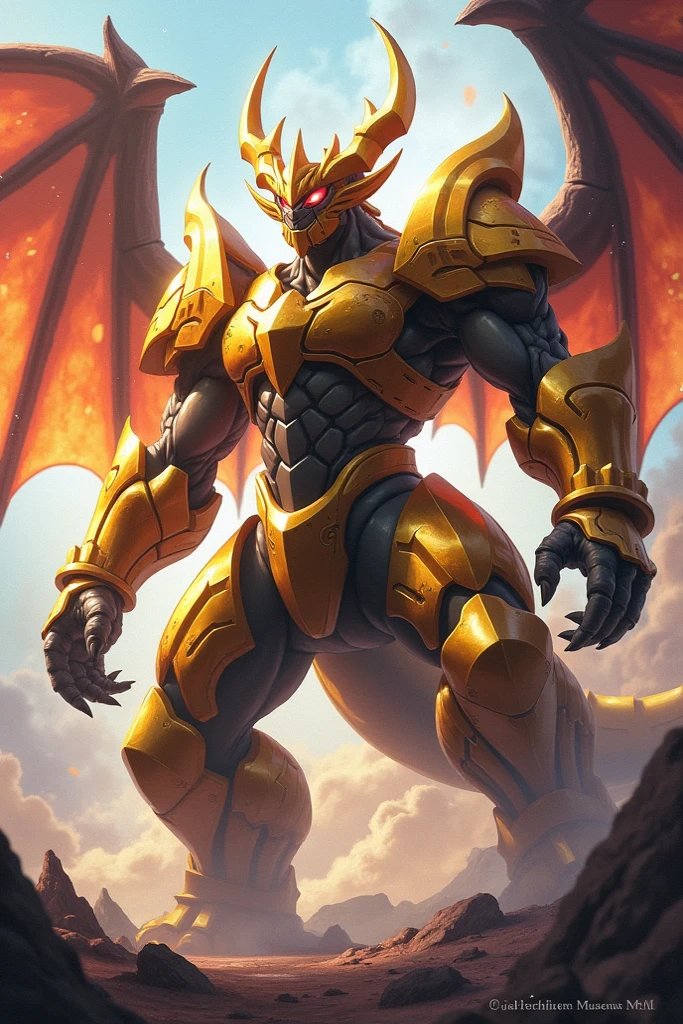 (masterpiece. official art. 8k. best quality. detailed full body. full body.)
(situation 1 : dominating The Phoenix Wolf. The Phoenix Wolf is over 1000 meters long. focus GIANT mechanical Muscular The Phoenix Wolf is trampling the car. Looking down.)
(situation 2 :smoke and flames rising from the destruction in the city)
(Additional details 1: Wearing golden Armor. Cape. Helmet. real texture material. whole body shines like metal. emphasizes the muscles. suit fully made of metal.Robotic suit).
(Additional details 1.5: The arms are golden. The lower half of the body is golden. The wolf-shaped helmet has sharp fangs. The whole body is golden. There is a ring above the head. It has rainbow-colored wings.).
(Additional details 2: Detailed head. Detailed Body. Detailed abs. gigantic muscles. HYPER MUSCLES. Gigachad Muscular. big muscle. pecs. triceps. traps. unusually developed muscular body. body full of huge muscles. showing off muscles. pectorales enormes. Exaggeratedly huge muscles. huge muscles. long legs.).
(Additional details 3:Spread wings. It has wings. The claws are sharp. Sharp teeth.). He is laughing defiantly. The claws are sharp. Sharp teeth.).
(Additional details 3.5 : nj5furry, He is laughing defiantly. medieval armor.). (Additional details 4: golden hyper penis. hyper golden penis. big penis)