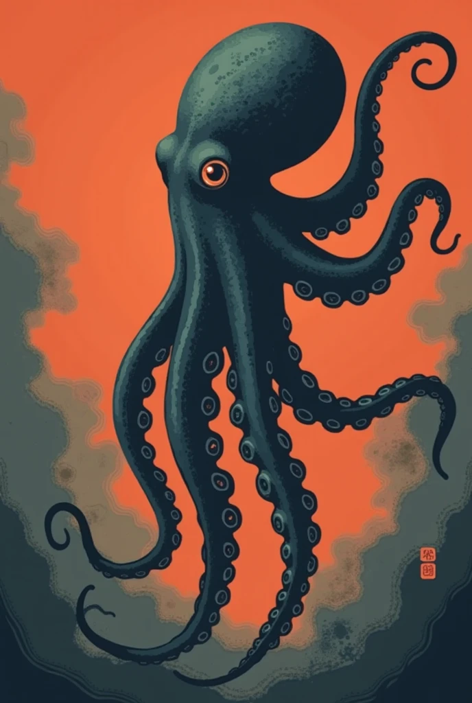 Octopus design for interclass shirt in gray