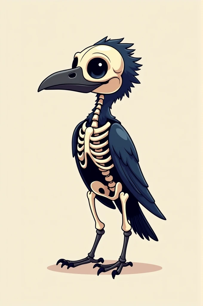 Skeleton vulture whit mostach and cowboy hat in cartoon style in color black