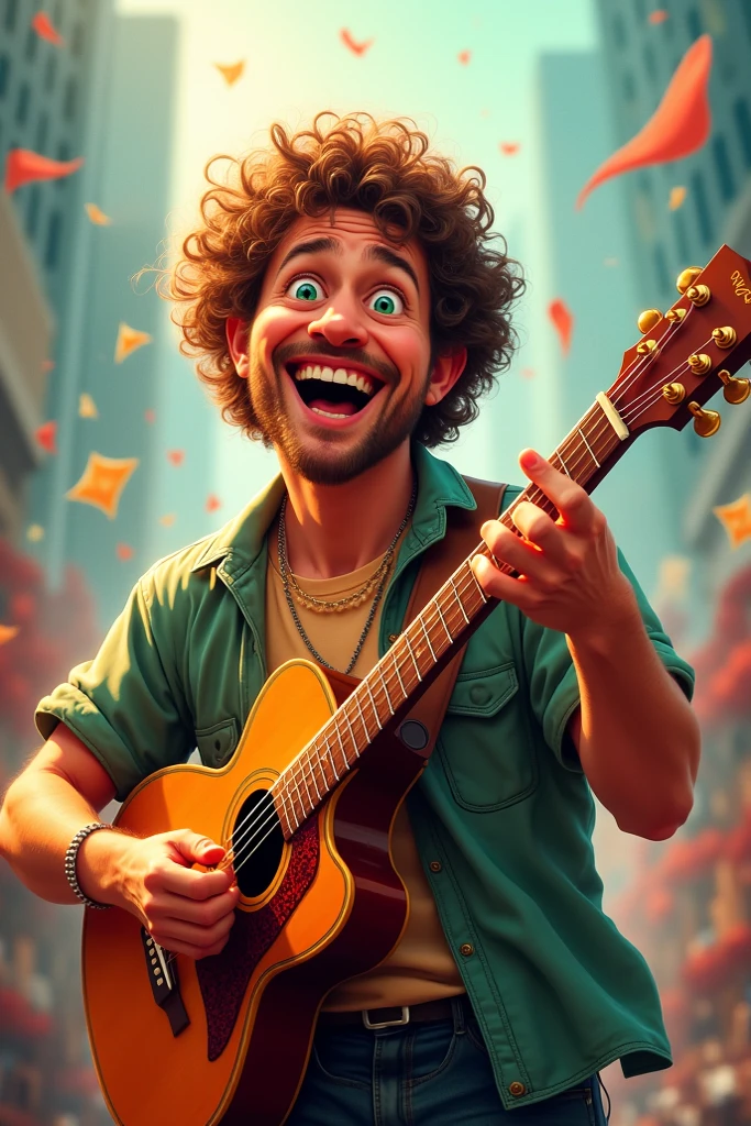 (Nsfw, male focus) (1 scruffy 30 year old Hispanic man, hippie shirt, no pants, sandals, bottomless, ( really big penis), curly hair, (crowded plaza, sitting, playing guitar:1.2, legs spread), blush, happy, crowd cheering, closeup, from below , (focus penis),