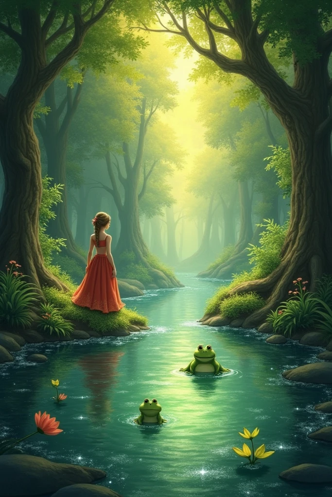 The Princess and the Wise Frog

Once upon a time, in a grand kingdom surrounded by lush forests, lived Princess Elara, known for her beauty and curiosity. She often wandered beyond the palace gardens to explore the enchanting woods.

One sunny afternoon, while sitting by a sparkling pond, Elara noticed a small green frog watching her from a lily pad. Intrigued, she leaned closer, and the frog suddenly spoke.

"Greetings, Princess," croaked the frog. "I am no ordinary frog but a cursed prince. Only a true act of kindness can break the spell."

Elara was startled but also compassionate. "What can I do to help you?" she asked.

The frog hesitated. "I only wish for a friend, someone to listen and share stories with. Will you grant me that?"

Though the princess found it odd, she agreed. Each day, she returned to the pond, sharing tales of the kingdom, her dreams, and her fears. The frog, in turn, shared wisdom about nature, courage, and kindness. Over time, Elara realized that the frog’s words were teaching her to be a better ruler.

One evening, after weeks of friendship, Elara found the frog looking sad. "Why do you seem troubled?" she asked.

"I fear I will remain a frog forever," he sighed.

Moved by his despair, Elara gently picked him up and kissed his tiny head. In a flash of golden light, the frog transformed into a handsome prince.

"Thank you, Princess," the prince said, bowing deeply. "Your kindness and true friendship have freed me."

The prince returned to his kingdom, and Elara returned to hers, their bond unbroken. The experience taught Elara that true kindness could transform not only others but also herself.

From that day on, the pond became a place of reflection for the princess, a reminder of how even the smallest creatures could bring the greatest lessons.

The End.

