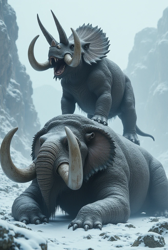 Giganotosaurus beat mammoth in fighting after fight mammoth dead