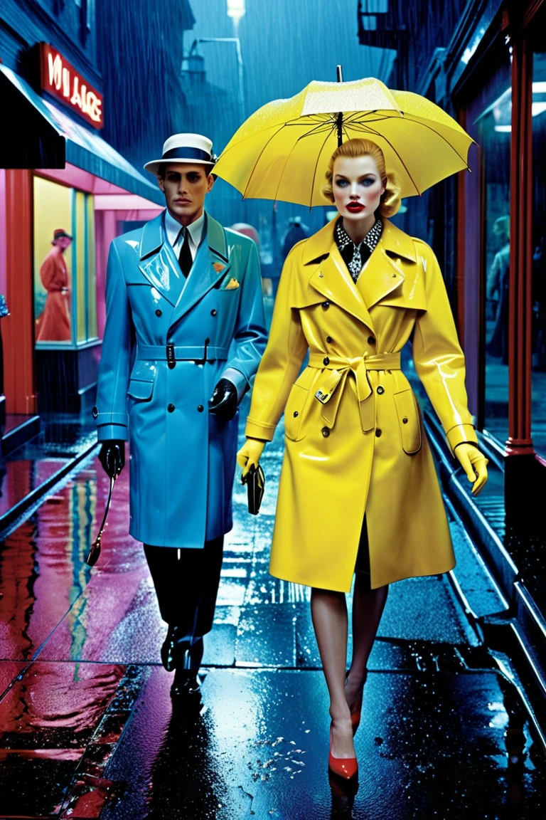 A light ripe pink-haired royal sister dressed in a black trench coat and under the protection of a black-clad security guard walked out of the nanny car with an umbrella --auto