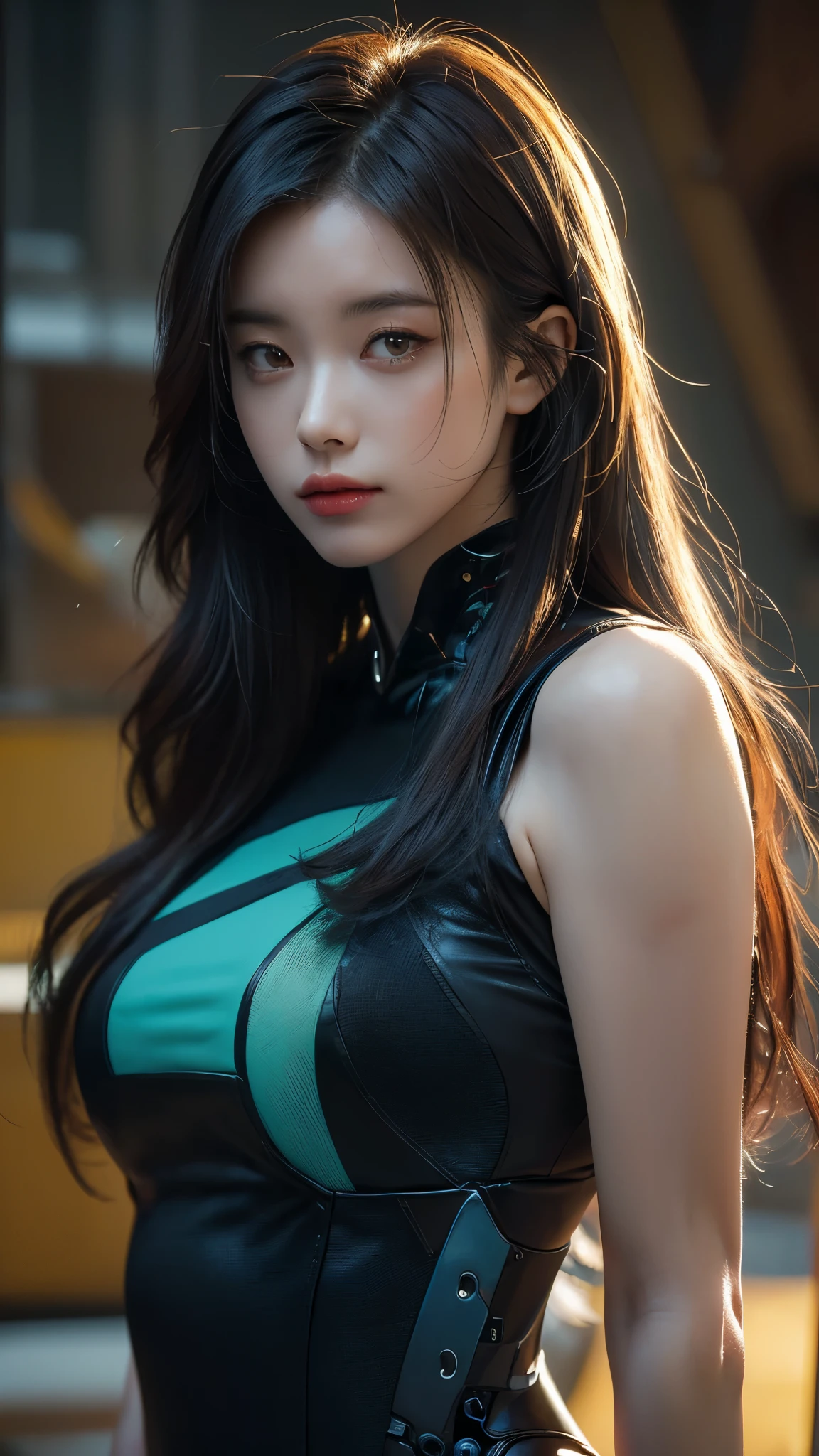 (masterpiece, highest quality, highest quality, Official Art, beautifully, aesthetic:1.2), Portrait Photography, (Cyberpunk fashion beautiful girl 1 person), Big iridescent eyes, Beautiful skin, (Pink and blue long hair with bangs), Very detailed, (Neon colored fractal art:1.3), Perfect lighting, Sharp focus, High resolution, High resolution, High color rendering, High resolution, Super realistic,