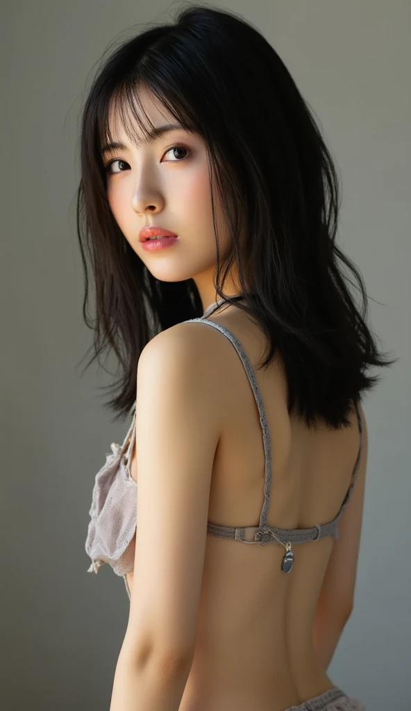 dark brown hair、light brown eyes、Japanese actress face、 lady、I'I like him and I'I'I am about 40 years old.、(intricate details:1.2)、(which one is the top?:1.4)、 (ultra high resolution:1.2)、ultra high resolution、(finely tuned)、(detailed facial features)、nffsw、8K resolution、D cup size breasts、long hair、Enjoy the sun and shade in Los Angeles、relax、、,full body photo、head to toe shot、beautiful feet、camisole、denim pants、Blackpink Jenny I took this photo with the image of、beautiful feet、she, center of fashion, extreme details, very detailed, realistic, hourglass body, obscene pose,leaning against the wall、Place your head against the wall and raise your chin slightly.......、Poses that make you feel weak、Are crying、Deep sorrow、Eyes and cheeks wet with tears、
