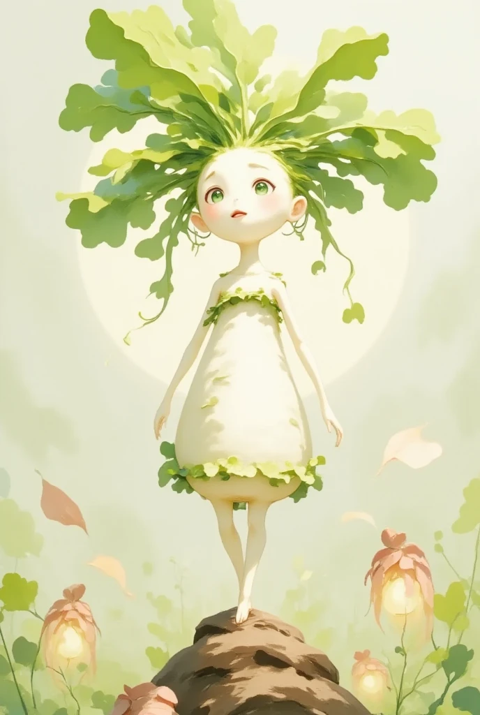 Fantasy art. cute slender Daikon princess