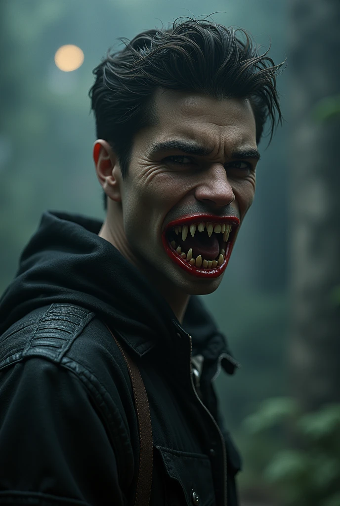 A demon crawled out of Hades，Leaking fangs