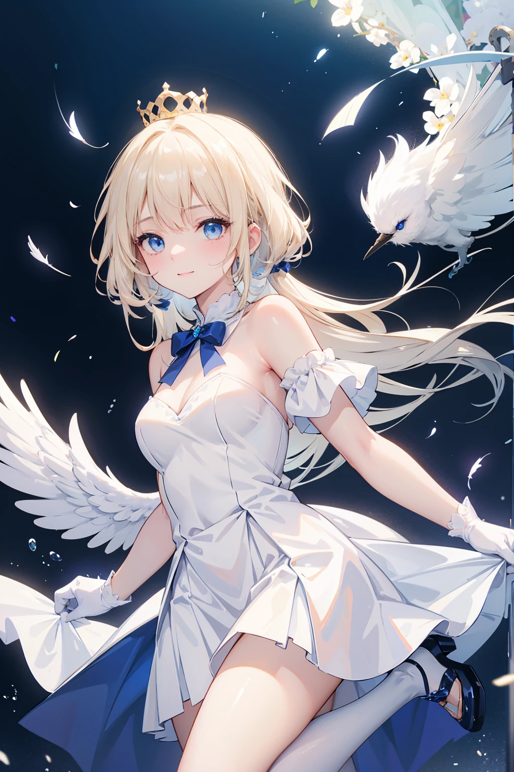 masterpiece, best quality, ultra-detailed, beautiful, 1girl, solo, wolf girl, wolf ears, wolf tail, blonde hair, short hair, fangs, blue eyes, white vintage dress, sharp fingernails, black nails, standing, shoot from front, simple background, looking at viewer, (moe artstyle:1.2), (scribble lineart1.2), (messy lineart:1.2), (sketch:1.3),