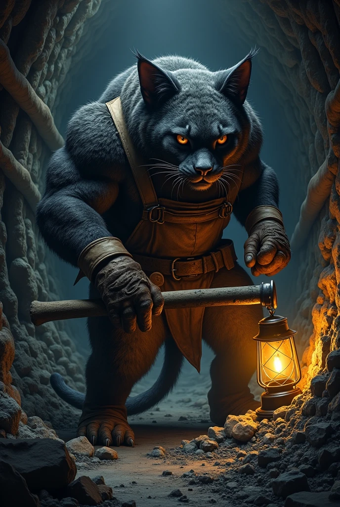 best quality,ultra-detailed,realistic,highres,masterpiece:1.2,tabaxi girl,furry:1.5,beautiful detailed eyes,beautiful detailed lips,extremely detailed face,fluffy body and ears,robe,detailed half mask,thief,Sneaking around,curious expression,dimly lit dungeon,treasure chests,sparkling gems,mysterious shadows,twisting passageways,dagger,climbing walls,clandestine mission,adventurer,stealthy movements,shadows and light,subtle lighting,colossal stone pillars,dense atmosphere,ancient ruins,ethereal glow,secretive ambiance,masterful brushstrokes,vivid colors,fantasy art,dungeon crawling game,dangerous quest,fantasy world