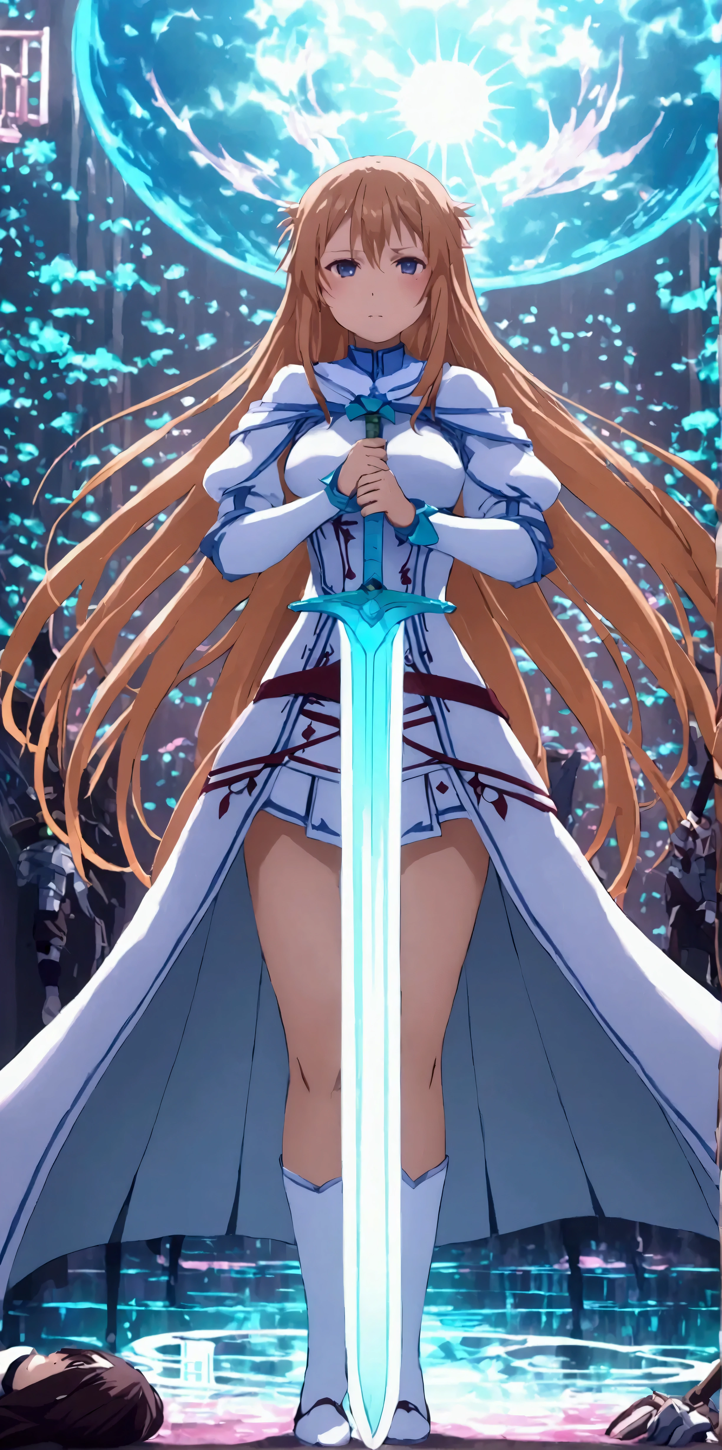  With the help of Shadow , Asuna Yuuki succeeded in stealing the sword from Cleavs ,  but she often fainted after battle .  While she was unconscious ,  her body was taken over by Shadow .  asuna yuuki learned Shadow's true identity in a battle Tough battle with CEO Morrow of Cleavs. And finally ,  her body was completely taken over by shadow using the sign ritual 