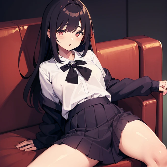 shikanoko :      dressed in school uniform,     showing her pussy  ,  Sitting at the table  ,    vagina with pubic hair,   Pussy lozing Love Juice ,  Lying on the couch with her back sleeping on her chest, detailed pussy 