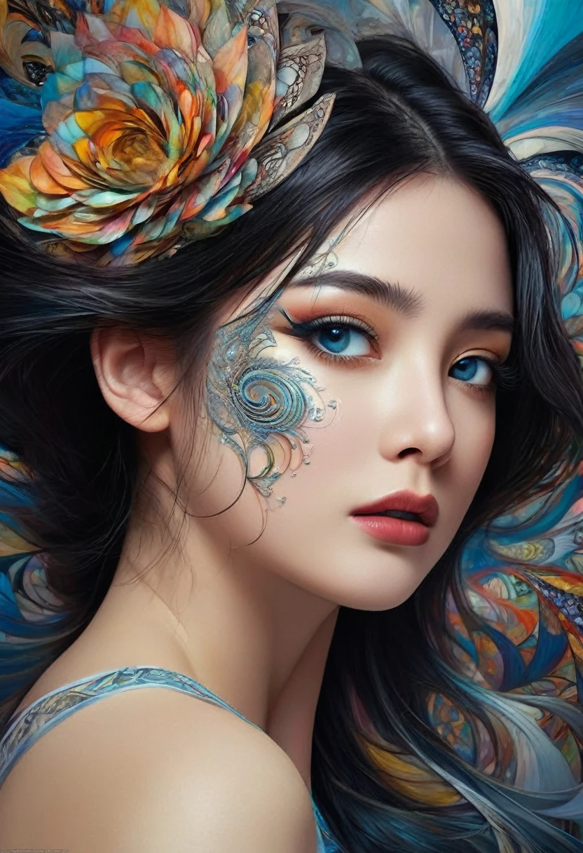 official art, unity 8k wallpaper, ultra detailed, beautiful and aesthetic, masterpiece, best quality, (zentangle, mandala, tangle, entangle), (fractal art:1.3) , 1girl long black hd hair. blue eyes 1:1, extremely detailed, dynamic angle, cowboyshot, the most beautiful form of chaos, elegant, a brutalist designed, vivid colours, romanticism, by james jean, roby dwi antono, ross tran, francis bacon, michal mraz, adrian ghenie, petra cortright, gerhard richter, takato yamamoto, ashley wood, atmospheric, ecstasy of musical notes, streaming musical notes visibleofficial art, unity 8k wallpaper, ultra detailed, beautiful and aesthetic, masterpiece, best quality, (zentangle, mandala, tangle, entangle), (fractal art:1.3) , 1girl, extremely detailed, dynamic angle, cowboyshot, the most beautiful form of chaos, elegant, a brutalist designed, vivid colours, romanticism, elegant mandala and fractal patterns in the background, soft bedsheets, ethereal fantasy atmosphere, (best quality,4k,8k,highres,masterpiece:1.2),ultra-detailed,