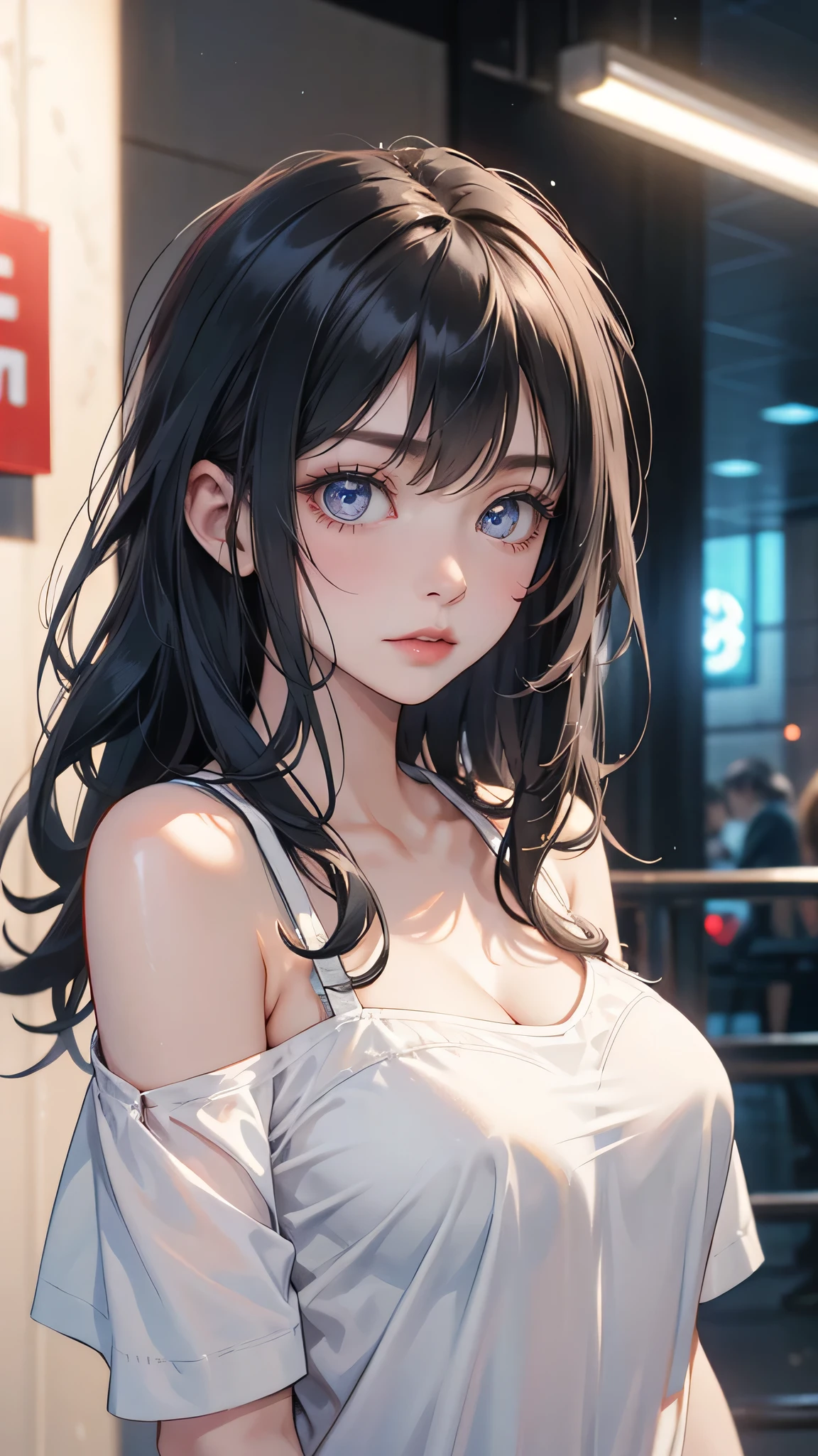 (masterpiece:1.2, Highest quality), (Realistic, photoRealistic:1.4), Beautiful illustrations, (Natural Side Lighting, Cinema Lighting),
Looking at the audience, Upper Body, (Front view), 1 Girl, Perfect Face, Cute symmetrical face, Shiny skin, Baby Face, Long eyelashes, (Very large breasts:1.3), (Wide Hips),Shortcuts,
Beautiful Hair, Beautiful Face, Beautiful and beautiful eyes, Beautiful body, Beautiful breasts, Beautiful thighs, Beautiful legs, Beautiful fingers,
(Beautiful views),(Cute Smile:1.3, Superior), 24-years-old,Pale skin,Bokeh,(See-through nipples:0.5),camisole,,holding a coffee cup in hand