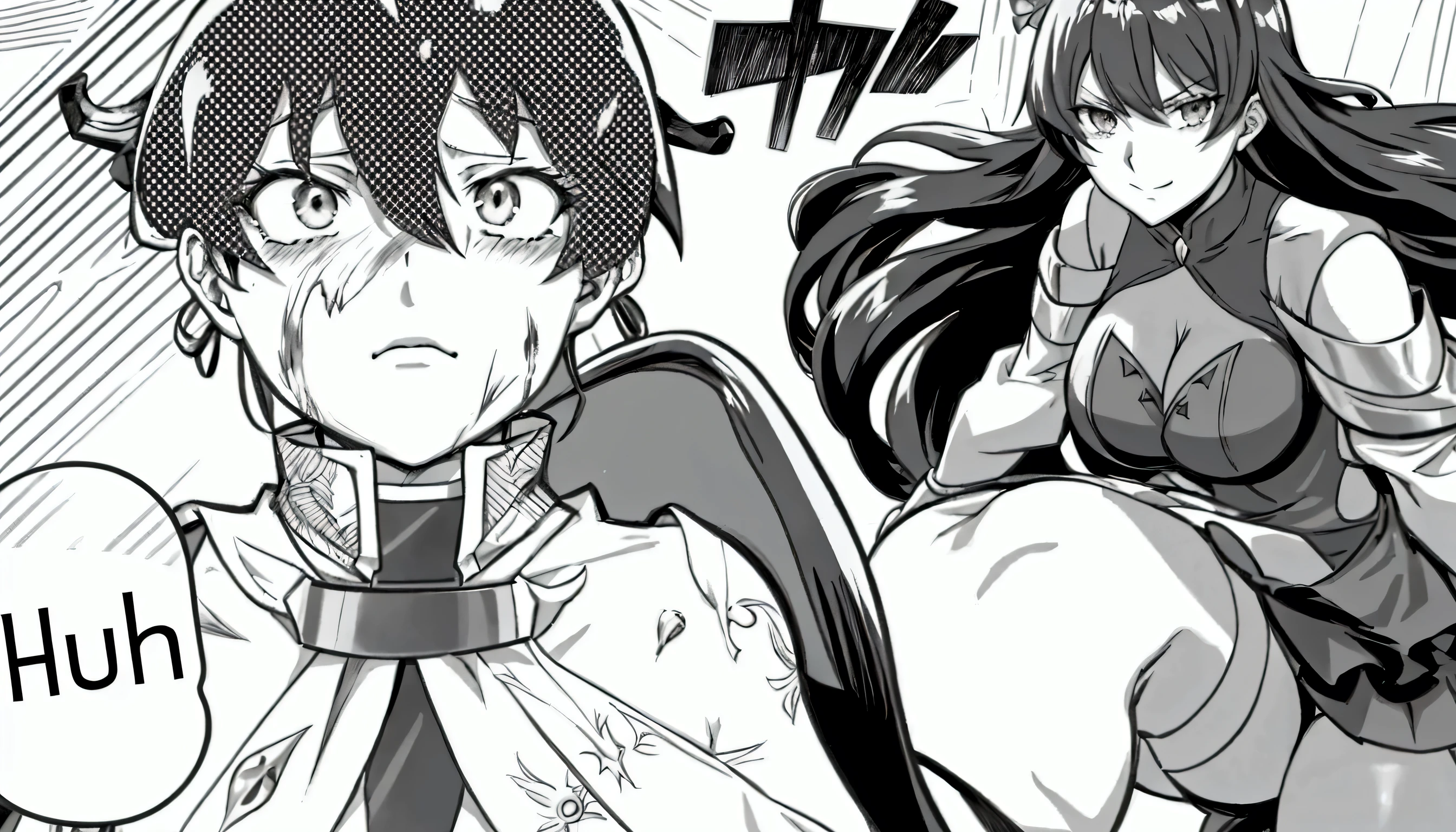 anime characters are standing next to each other in a drawing, isekai manga panel, ayaka genshin impact, oppai, black and white manga panel, keqing from genshin impact, ayaka game genshin impact, shalltear from overlord, oppai proportions, black and white manga comic, as a manga panel, isekai