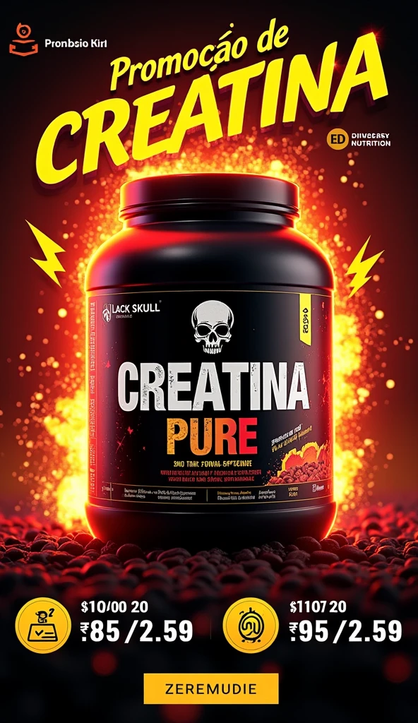 I want to create a product promotion poster image: creatina canibal 300g de 89,90