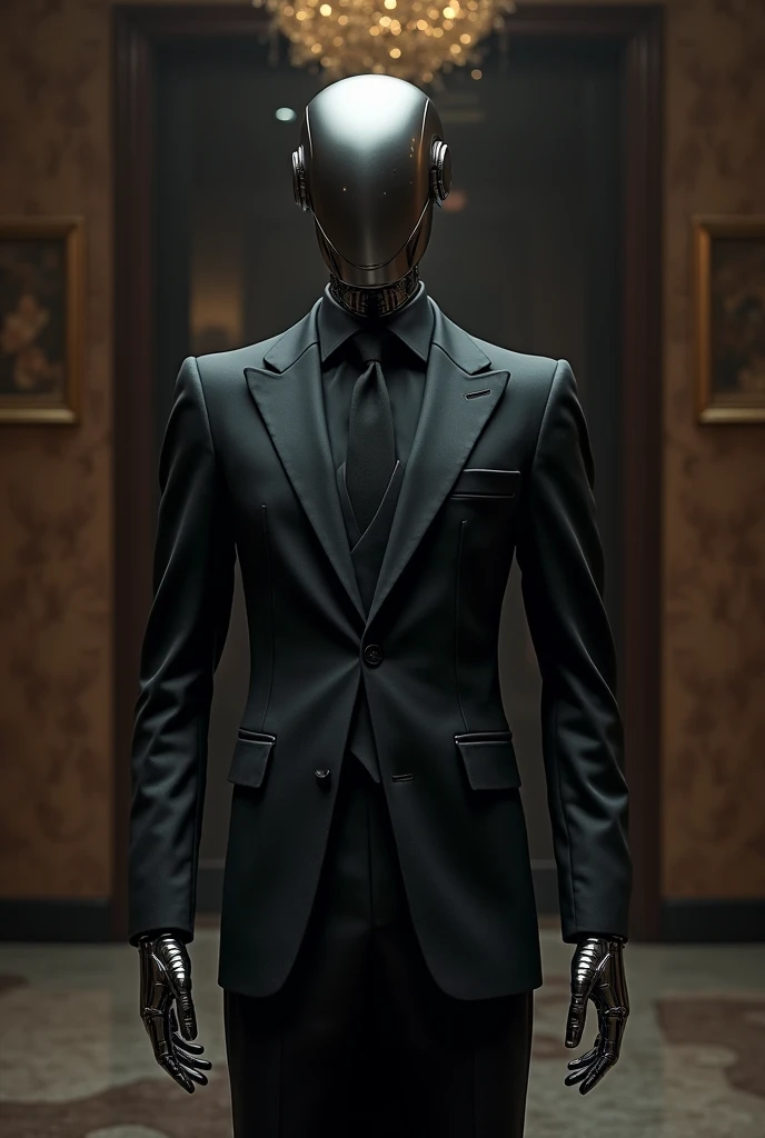 An elegant robot in a suit 