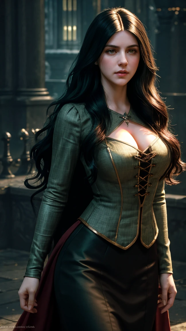 A tall, stately female knight with curly, wavy hair and her squire, medieval, castle in the background, tentacles writhing with their tentacles everywhere, trying to sneak under the woman's skirt, (best quality, 4k, 8k, highres, masterpiece:1.2), ultra-detailed, (realistic, photorealistic, photo-realistic:1.37), HDR, UHD, studio lighting, ultra-fine painting, sharp focus, physically-based rendering, extreme detail description, professional, vivid colors, bokeh, fantasy, dark fantasy, gothic, cinematic lighting, dramatic, epic, intricate details