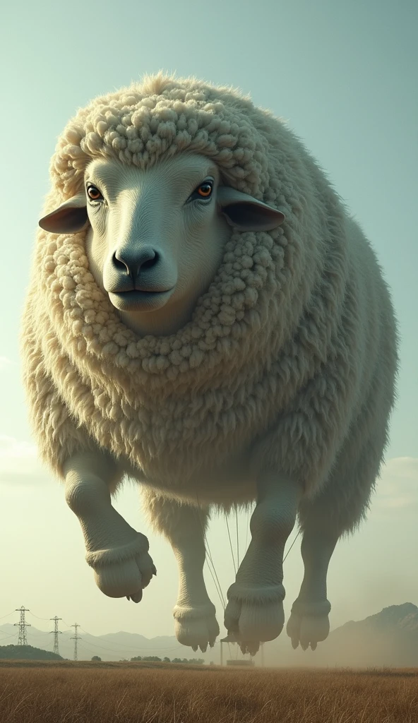 Leaping white lamb、Watching from behind,
