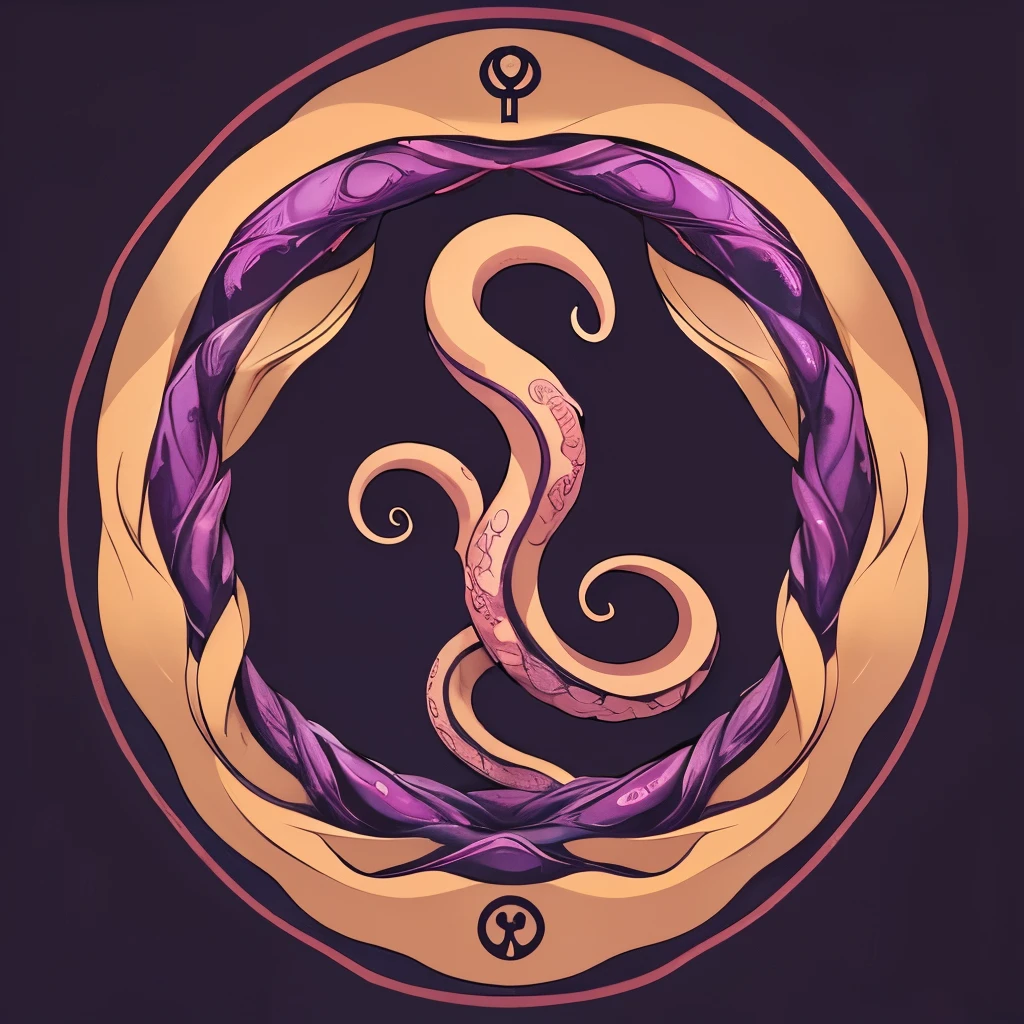 NSFW, a simple icon and sign of one thick and huge tentacle tightly surrounded by two very soft walls on left and right sides and a fancy magical mythic symbol above other elements, simple symbol and icon style