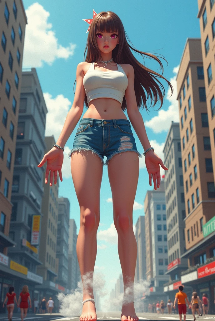best quality, ultra detailed, pretty girl, short dark hair, casual clothing, tall, slender frame, (longtorso:1.2), reaching upwards, stretching arms upwards