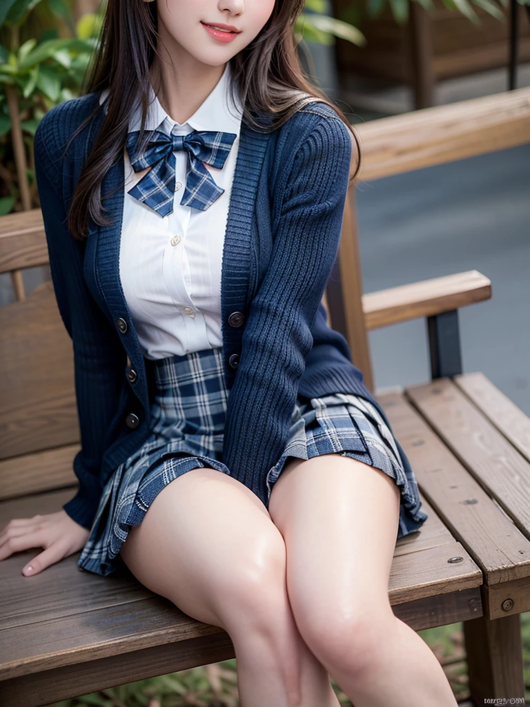 Integrate the cardigan、Unify to dark blue