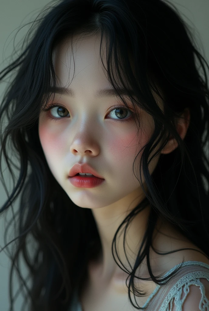 in a bathroom,Wet pubic hair,Charming eyes,Heartwarming action,Turn your face away from the camera,stooped,Bend over,turn back,Look up at your head ,thick long hair,Highly detailed body,Highly detailed face,best qualtiy,