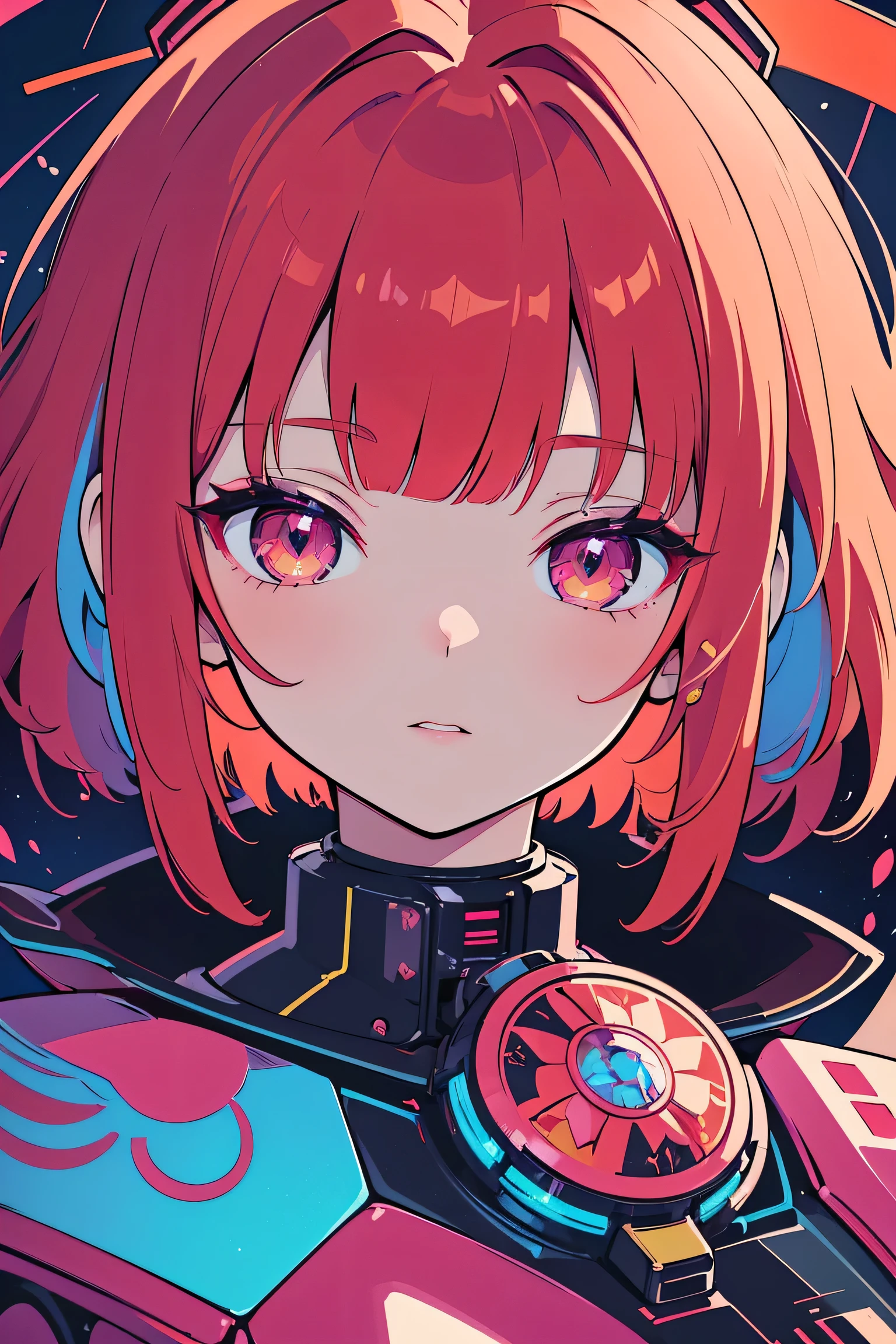 quality(8k wallpaper of extremely detailed CG unit, masterpiece, hight resolution, top-quality, top-quality ,hyper realisitic, digitial painting,increase the resolution,RAW photos,best qualtiy,highly detailed,the wallpaper),BREAK,8K, Kuromi girl, full face, mixed color eyes, colorful makeup, white skin, red long hair, jewelry, black skull tattoos, black dress