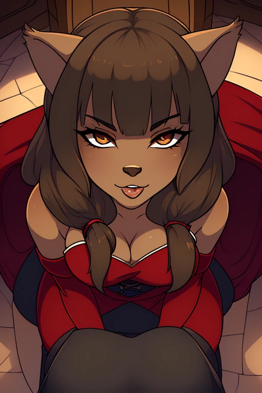 ((ultra quality)), ((masterpiece)), Miranda - Wakfu, Wakfu style, cat girl, furry cat, ((brown-haired woman with medium long hair)), (Beautiful face), 
(beautiful female lips), (have cat ears), (black cat nose), (Eat a cat's tail), charming, ((sexy facial expression)), looks at the camera, eyes slightly open, 
(skin color brown), (brown skin), glare on the body, ((detailed beautiful female eyes)), ((Brown eyes)), (juicy female lips), (dark eyeliner), 
(beautiful female hands), ((ideal female figure)), ideal female body, beautiful waist, gorgeous thighs, beautiful medium breasts, ((subtle and beautiful)), 
sexy worth (), (red long gloves, red corset, black long skirt), in a fantasy medieval house, ((high quality clear image)), (clear details), ((high detail)), 
realistically, professional photo session, ((Clear Focus)),  

(((2 girls, mother and daugther))), (((tiny girl pushed into woman's butt))), (((only girls, all girls, mother and daughter))), (((lesbian))), 
(((Squatting))), (((kneeling on floor))), (((HEAD completely tilted BACK))), (((looking up))), (((From Above))), (((POV top view))), (((lesbian))),  
(((Directly above angle:1.5))), (((Point slightly upwards))), (((Looking at viewer))), (((staring at viewer))), 
(((Very detailed facial features))), (((eyes squint))), (((black pupils))), 
((firm and lifted breasts)), (((MEDIUM breasts))), (((cleavage))),  
(((hands visibles))), ((one hand at crotch)), ((one hand at face)),
 (((mouth wide Open))), (((teeths, tongue))), 
(((Close-up of face:1.7))), (((face focus))), (((Bring your face closer:1.4))), (((Move your mouth closer))), 