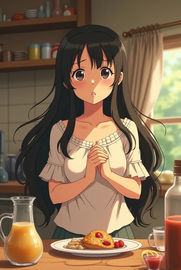 ((top quality, 8k wallpaper)),(masterpiece, best quality),extremely detailed,high definition,(official art:1.3),(((anime screencap,black outline))),<lora:more_details:0.3>,<lora:LCM_LoRA_Weights_SD15:1>,1girl,solo BREAK (large breasts), (parted bangs:1.6), <lora:ETO_OC:0.2> ETO-OC, <lora:ETO_OCC006:0.7>, ETO_OCC, (curly hair:1.3), (long hair), black hair, thick eyebrows, pale skin, curvy, (plump), (hazel eyes:1.3), looking at viewer, mature female, smug, smile, happy BREAK <lora:washDish:0.4> (((kitchen,plate,washing,washing plate stack in kitchen,sponge,towel,apron,soap bubbles, soap,soap bottle))),