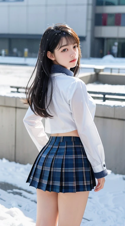 (highest qualthaty,  table top naked underneath the jacket: 1.1), (Realistic: 1.3), (photoRealistic: 1.3), wallpaper, break (((FF7,Tifa_ Lockhart ))),(((thick, loose knthat scarf))),((( Japanese High School Girl's Uniform , navy blue blazer, Long Sleeve , Navy Blue Plaid Pleated Mini Skirt,Dark Blue Short Socks , loafers in white))),(Big cthaty in the background,Shibuya Ward:1.1,Hard snow:1.3,neon:1.2),( Sculpture Pose :1.3,Nogizaka idol),  has a very detailed face  , fine grain,red eyes, break (((FF7,Tifa_ Lockhart ))),(Black brown hair,  Big Breasts : 1.0), break , Around age 18 ,cute,( Focus on Calves :1.2,Hair back:1.2),Functional,absolute_Ryouiki:1.1, show viewers, beautiful legs with tails,walk, wet body:1.3,heavy snow ,(雪に wet body: 1.3), (Bodysuthat wthath water drops: 1.3), ( Snow Wet Hair : 1.3) , ( Snow Wet Bangs : 1.3), ( Snow Wet Shirt : 1.3) , In the snow,that&#39;s it's snowing ,( face focus to be interrogated:1.2, face with foot between male genitals close-up:1.2)