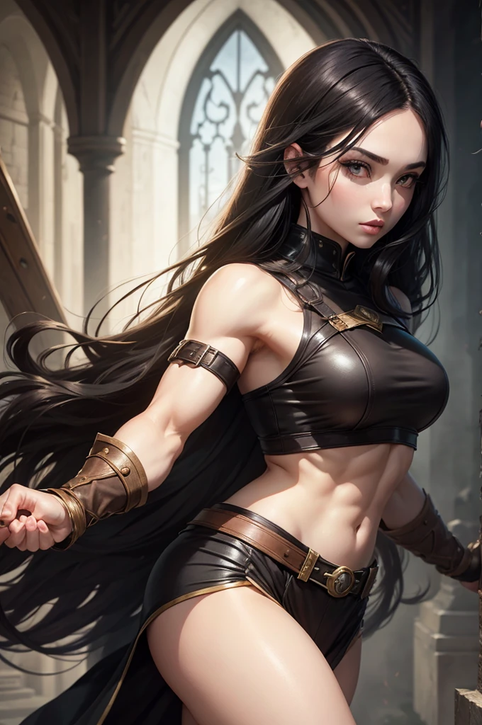 8k,Brown-haired ethnic female demon slayer,Super Beauty(Like the real thing),Sexy Demon Slayer Costumes,Toned Up, Muscular body,Perfect Anatomy,charm,Volume measurement,Body balance,Digital single-lens reflex camera, Soft lighting, Detailed Background, Written boundary depth, Volumetric lighting, Sharp focus,  Realistic proportions, Excellent anatomy, (Realistic, 超Realistic:1.4),  dawn,Ultra-high resolution,super beautiful expression,Fantasy art,Character Art,Wind effects:1.9、Cloud Effect:1.2、Full Rendering、Professional quality high resolution、Perfect contrast、Perfect lighting、Perfect composition、Perfect Fingers、Perfect breasts、Perfect Hair、Perfect Face、Realistic facial features,Highest quality,Slim figure,Perfect body line,Perfect hand shape,Anatomical Body Balance,Highly detailed face,Highly detailed eyes,Beautiful Lips,Excellent light particles,Cinema Lighting,compensate,Ultra-Realistic Skin,Muscle Body,Hard and strong abdominal muscles,Combat trousers,Battle Costume,Angry expression,Ready for battle,Releases energy,Black leather coat,Muscular Beauty,Dynamic fighting pose,Uplifting,