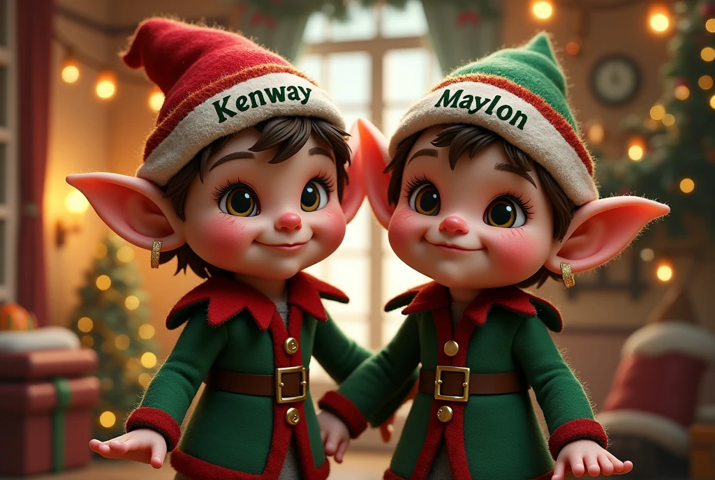 Christmas image with Disney Pixar poster。The boy's eyes gouged out by the mash。The girl was wearing a long white scarf and her eyes were wide.