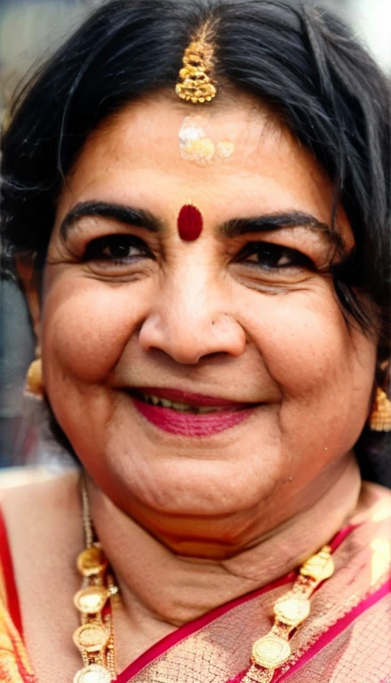 Instagram photo, woman vijaya, wearing satin pink sari, curvy, bokeh, closeup selfie taken on iphone 15, slight smile sunkissed, sunlight, showing curves