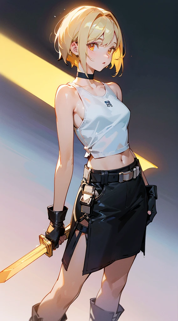 {{masterpiece}}, {{{best quality}}},{{ultra-detailed}}, {{illustration}},{{tall stature}},{{adult women}},skinny,Small breasts,Slender body,{{fighting stance}},((Leggings with integrated shorts)),((Black leggings)) Female Fighter Red hair short cut Sleeveless uniform Martial Arts Belt ,Chinese style,Cowboy Shot, black fingerless gloves,Street Fight,Slums during the day,1 female,alone, Elbow guard