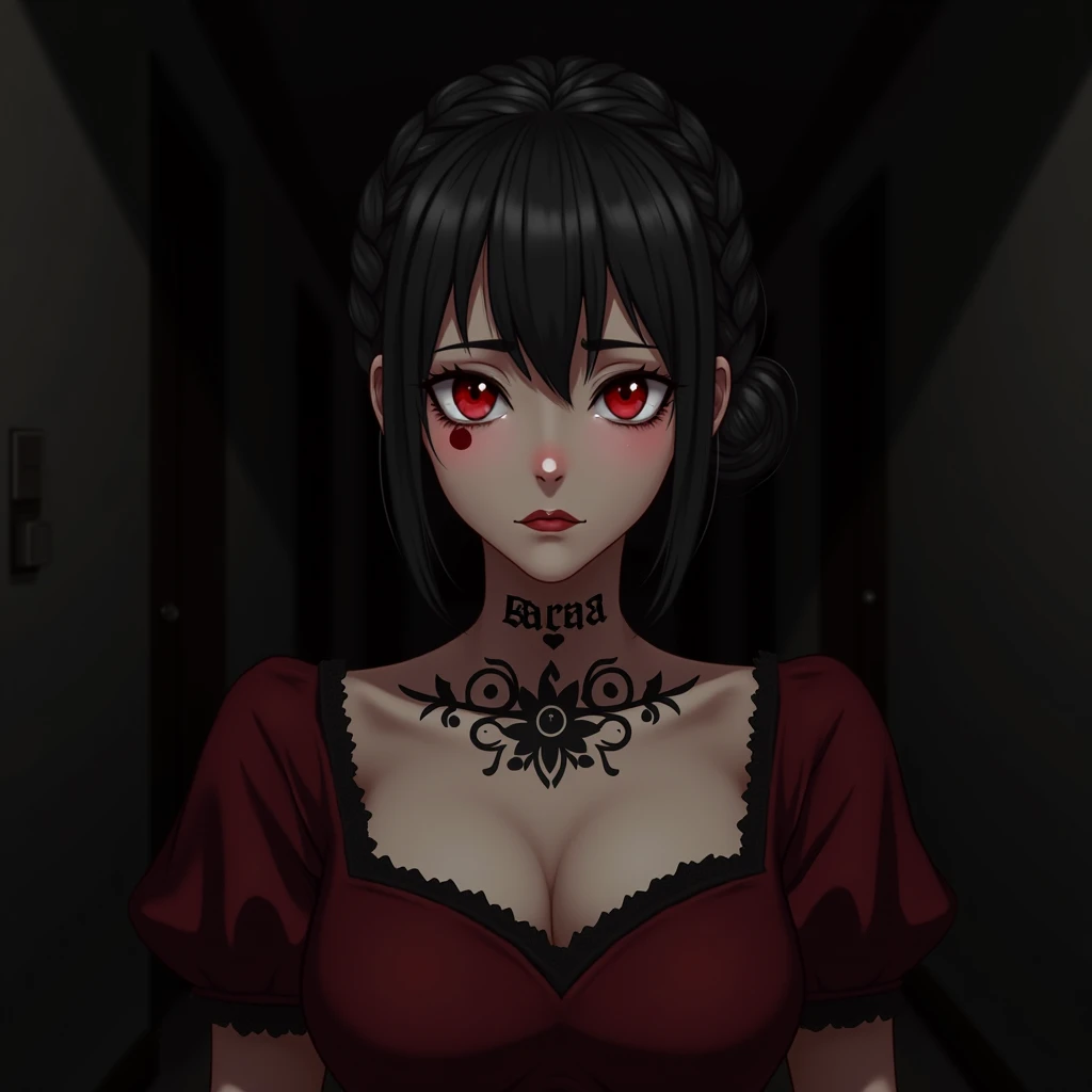 (dark:1.0), (mature woman:1.3), old, deep shadow, darkness, (moonlight:1.3), award winning photo, extremely detailed, amazing, fine detail, absurdres, highly detailed woman, extremely detailed eyes and face, piercing red eyes, detailed clothes, skinny, (gothic), twintails, bangs, frills, skirt,red hair, by lee jeffries nikon d850 film stock photograph 4 kodak portra 400 camera f1.6 lens rich colors hyper realistic lifelike texture dramatic lighting unrealengine trending on artstation cinestill 800 tungsten, Style-Neeko