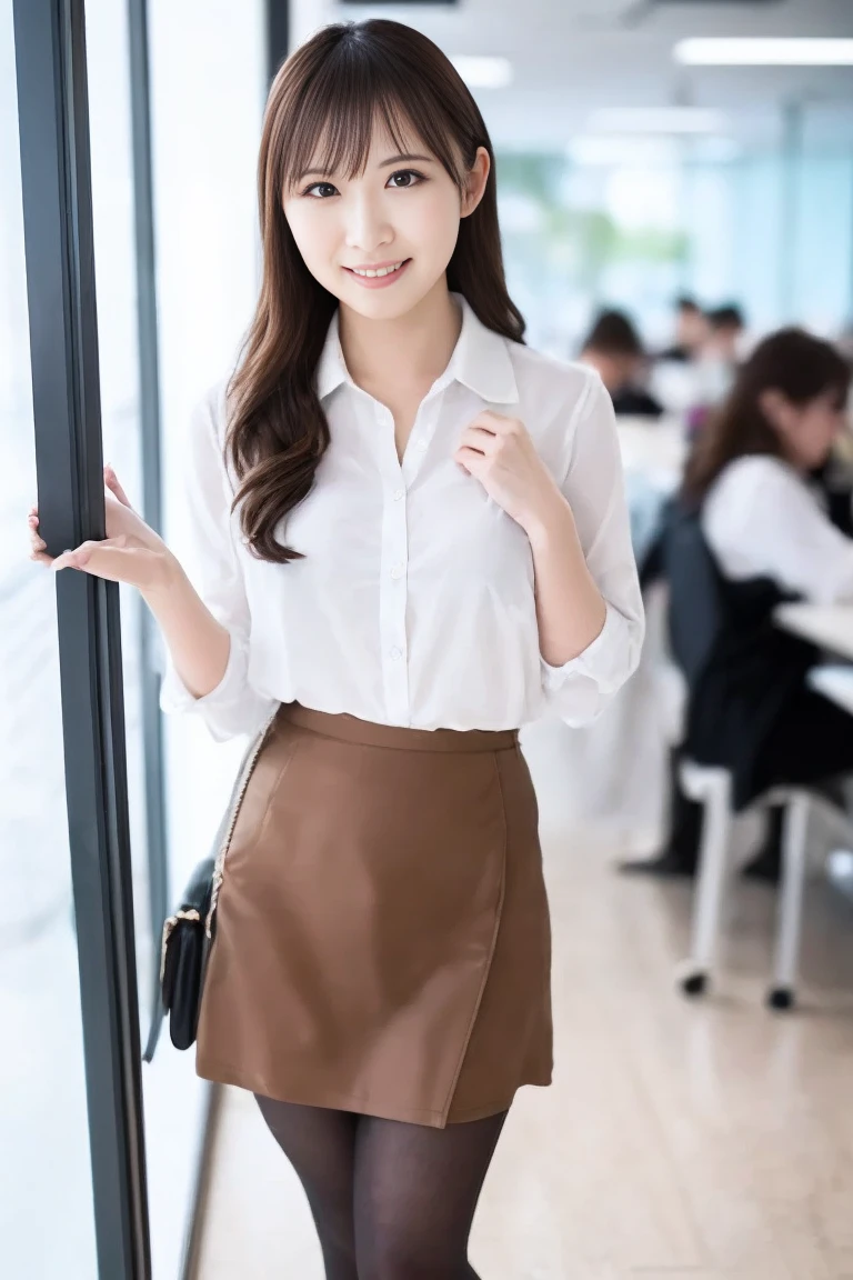 ( happy expression:1.26)、 RAW photo、(((The ultimate full-body beautiful photo)))、(( GROWING SKIN))、1 person、  Beautiful 28 Year Old Woman from Prague、Bright expression、(( brown hair))、Wear a shirt、 skirt、( pantyhose)、(Up skirt)、、(( very detailedな))、( Perfectly Detailed Face)、( beautiful hands)、 image like the picture、最 High Quality 、 very detailedな、 film light 、 intricate details、 high definition 、 very detailed))、 detailed background、8 times、 dslr camera、Soft light、 High Quality 、 Film Grain 、 Fujifilm XT3 、 shallow depth of field、natural Soft light、Kamimei、背景はAt the officeす　　At the office　　In large numbers　 bunny girl