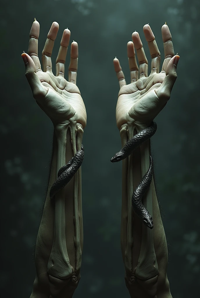 A close-up of the Hookman’s hand, with a rusted hook attached where his hand should be, dripping with water