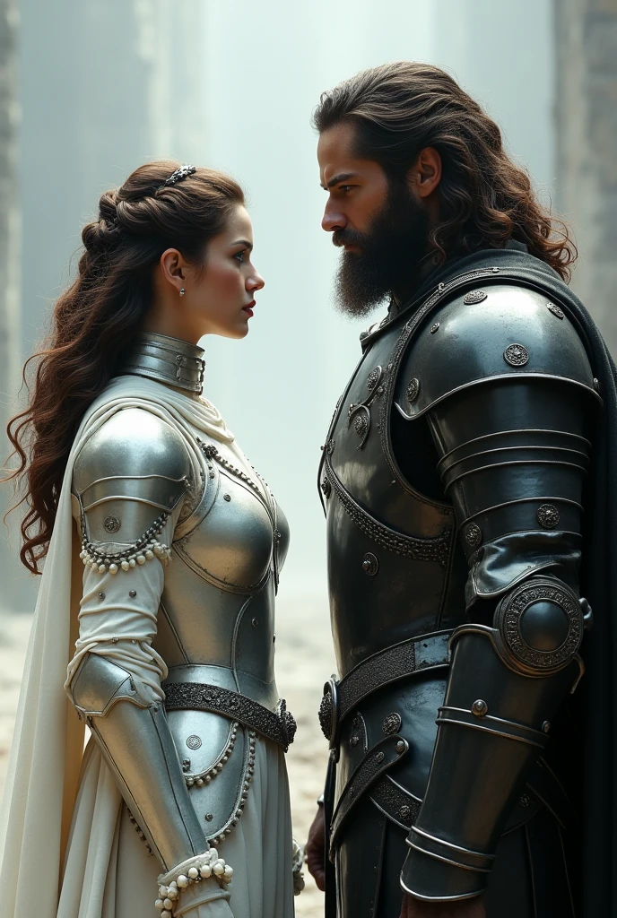 Watch a captivating scene in high resolution (4k, High Definition) en el interior de una cueva medieval, where a warrior and a warrior form an imposing duo. El Hombre, ataviado con una armadura medieval, y la mujer, also dressed in her own armor, estan en un circulo, looking directly at the camera from a medium distance.
Captura la imagen para que puedas apreciar claramente los rostros del guerrero y la guerrera, adjusting the lighting to highlight the textures of his armor. Make sure the light highlights their faces., highlighting the intensity and determination in their expressions as they look straight ahead. Besides, En la escena, Includes the representation of a prison inside the cave to add a touch of mystery and context to the composition..
La nitidez de la imagen es esencial para capturar la fuerza de la escena, desde los detalles de las armaduras hasta las expresiones faciales del guerrero y la guerrera. This unique visual representation comes to life with the imposing presence of the man and woman., destacando claramente sus rostros, along with the representation of the prison in the cave, highlighting his strength and determination