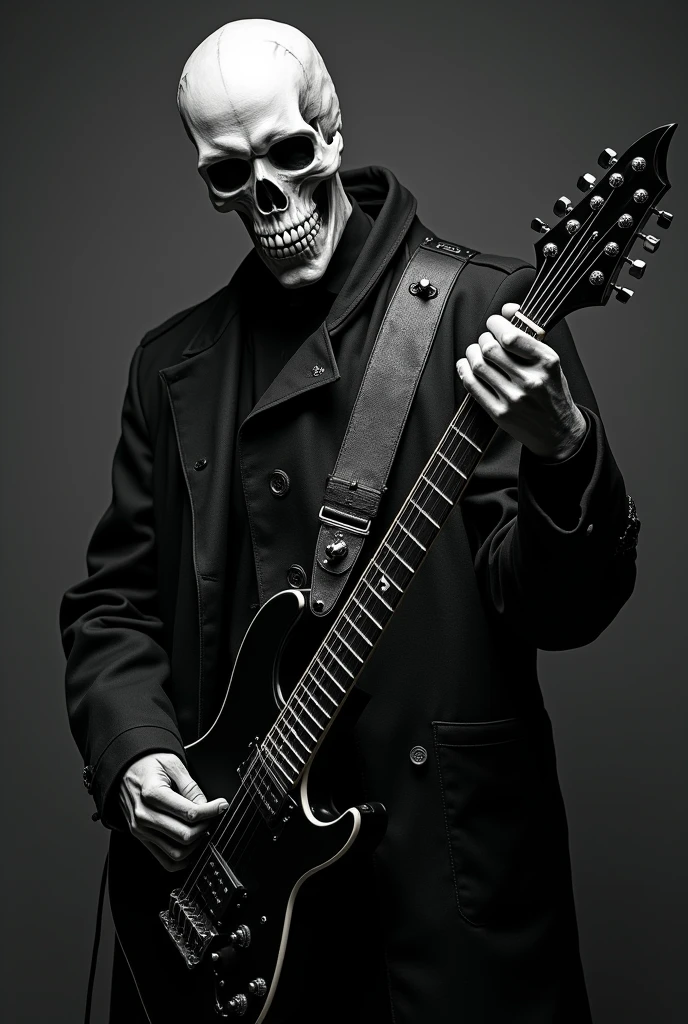 a skeleton playing guitar in a deathcore band,skeleton drummer,skeleton bassist,skeleton vocalist with black metal theme,dark moody lighting,dramatic shadows,grungy industrial background,gothic architecture,dramatic poses,highly detailed,photorealistic,cinematic angle,masterpiece,best quality,8k,ultra-detailed,physically-based rendering