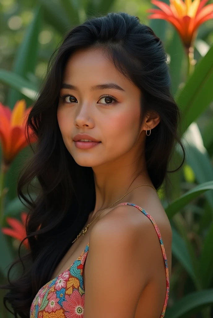girl 2, (masterpiece), Indonesian skin tone, show her nipples, big breast, best quality, expressive eyes, perfect face, (ultra realistic), (nude body), Smile, Long Black Hair, innocent face, natural wavy hair, brown eyes, High resolution, masterpiece, Best quality, intricate high detail, highly detailed, focus sharp focus, detailed skin, realistic skin texture, texture, detailed eyes, professional, 4K, charming smile, filmed on Canon, 85 mm, shallow depth of field, Kodak Vision Color, perfect sexy body, show nipples, Extremely detailed, photograph_\(ultra\ ), photoreallistic, Realstic, Post-processing, Maximum details, roughness, real life, ultra realist, photorealism, photography, 8K UHD, photography, NSFW, Nude,