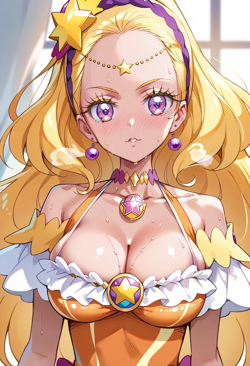 masterpiece, high definition , best quality,8k (Precure,Cure Soleil), ((large breasts)),(big tits),(athletic body),full bust,busty,(Beautifully shaped breasts:1.1),cleavage ,(round breasts:1.4),((slender)),(curving waist) ,(Skinny Body),((perfect body)), curvy ,
breath,sweat,steam,nose blush,(breast focus),random situation,(breast close-up), big boobs in clothes,(Breast Tent)