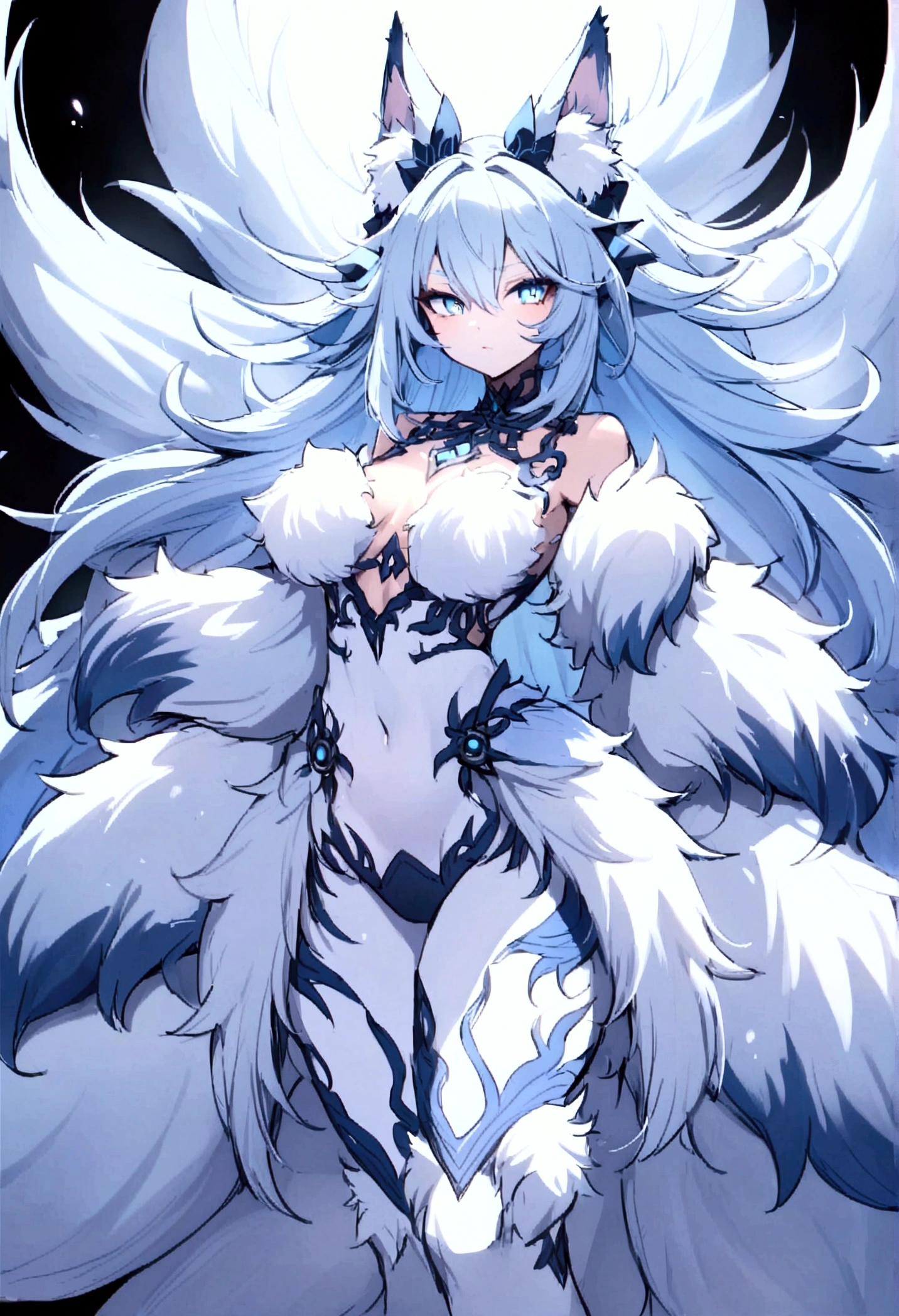 fox Light blue hair beast girl indigo fur fox beast girl