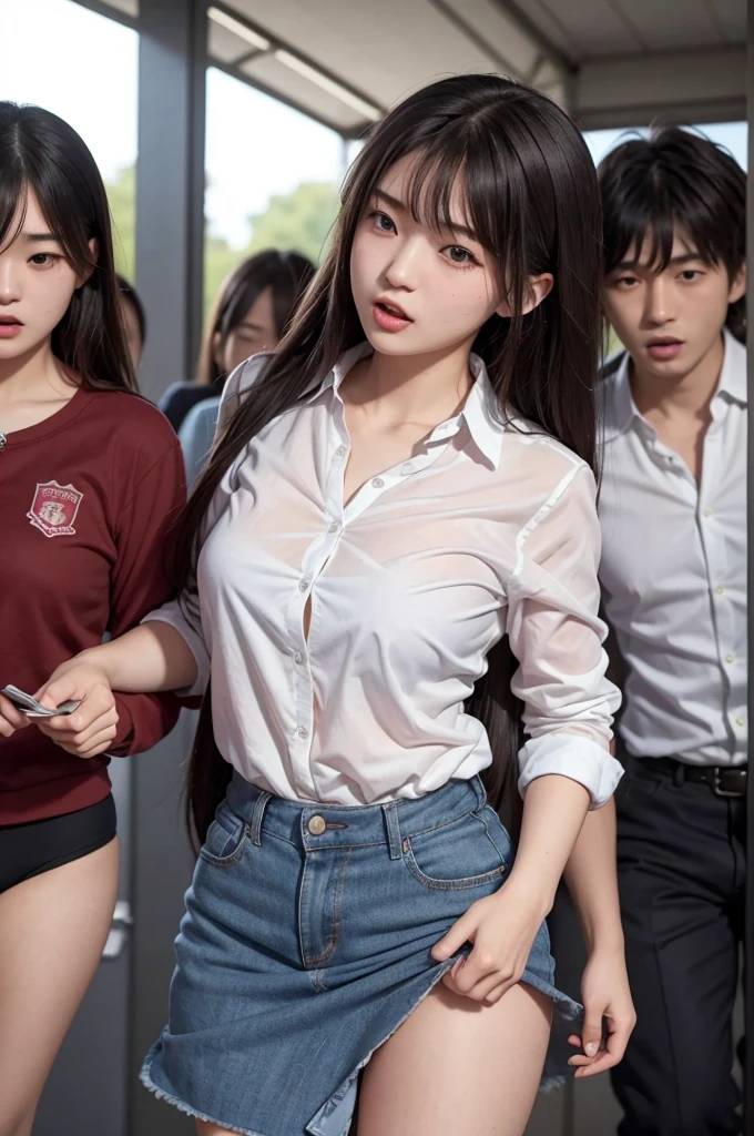 Camera from a distance, 18 year old Korean woman and young Korean man playing in the water. Park grass background, Take a dip in the fountain....., A group of young men in school uniforms surround a woman, Soaked women's clothing, The man is wearing a shirt and pants. A man touches a woman's breasts, Woman's eyes looking up, Her mouth opens painfully, Evil man with an evil face, Shirt uniform, Very short women's pleated skirt, The face of a pale and innocent girl, Korean Asian Sports Muscle Men, Korean Goddess Woman, Woman with legs spread, Men and women drenched in water, Fountain of pouring water, love juice、(((Having sex))), (((Insertion of male genitalia into female genitalia)))、Focus on the female genital organs、female high-school student, 18-year-old woman undressing, Pink Moist , 24-year-old muscular man completely naked, ((A man's hand touching a woman's leg)), eyes closed, s mouth open, I looked up, Woman with legs spread, Exposed genitals, Sperm flowing from the genitals, white, Thickened liquid, Man with thick biceps, Crying face, Naughty facial expressions, The woman who bit her lip, Warm atmosphere, sunset, (Masterpiece), Best Quality.