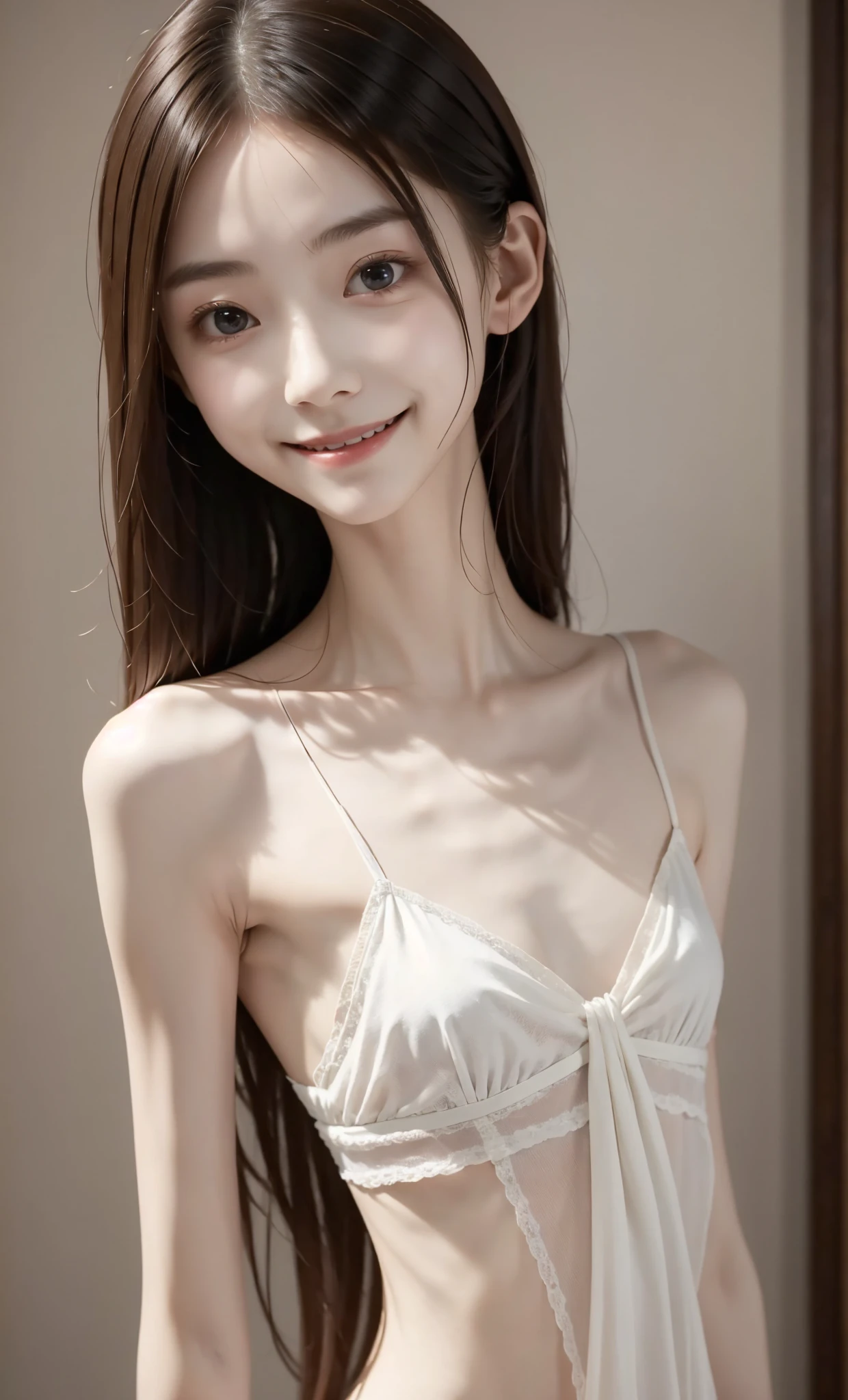 Thin arms,Narrow shoulders,delicate, very skinny ,公式art,  Unity 8k Wallpaper,  super detailed, beautiful, beautiful, masterpiece,  best quality, Darkness,  vibe, mystery, Romanticism, Creepy, literature, art, fashion,  victorian , race,  supernatural ,smile, white skin