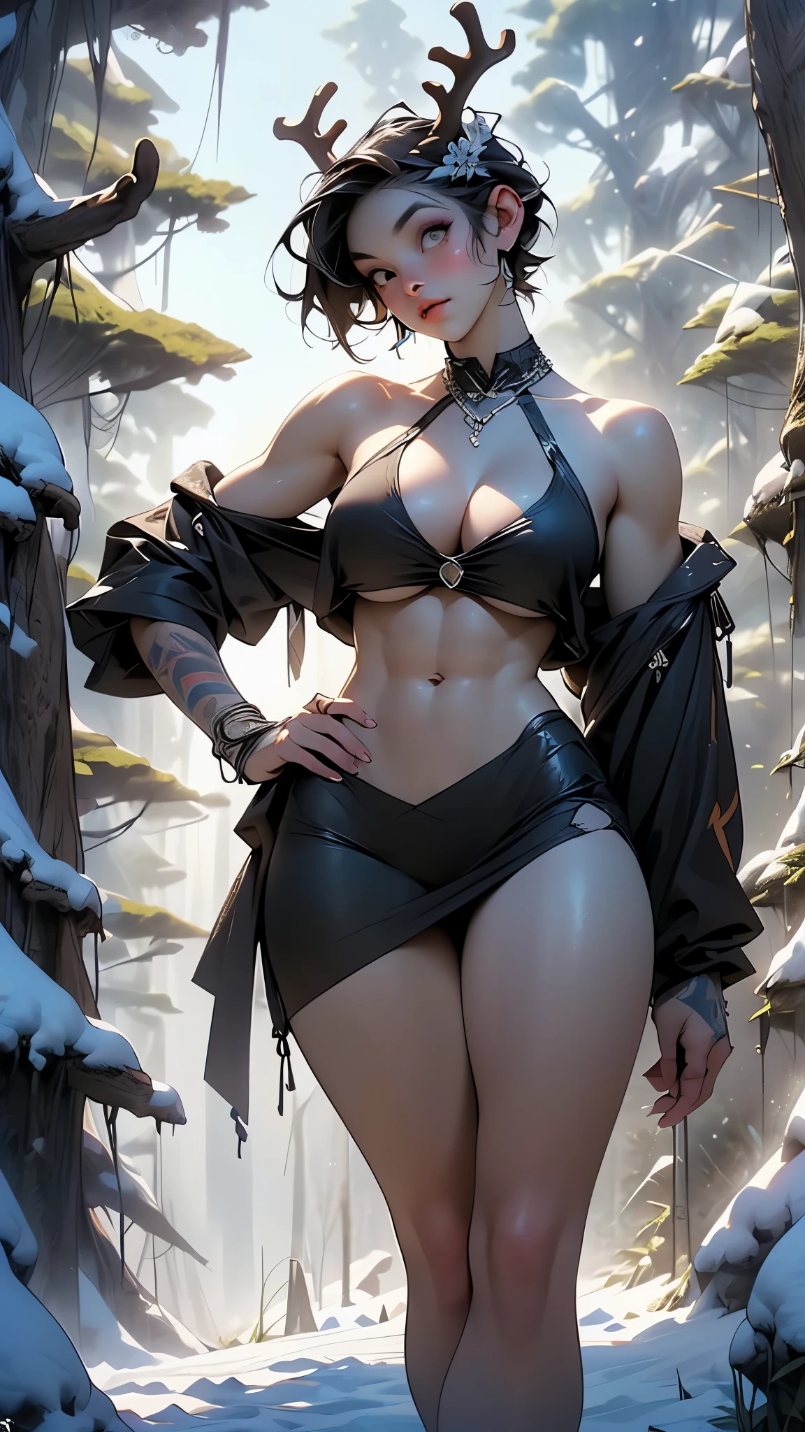 1female，35yo，plumw，extremely large bosom， 独奏，（Background with：ln the forest，Forest path，waterfallr，） She has short blonde hair，standing on your feet，Bundled，seen from the front， bobo head， mostly cloudy sky，（（（tmasterpiece），（Very detailed CG unity 8K wallpaper），best qualtiy，cinmatic lighting，detailed back ground，beatiful detailed eyes，Bright pupils，Blue eyes，Snow-whiteskin，Redlip（Very fine and beautiful），（Beautiful and detailed eye description），ultra - detailed，tmasterpiece，））facing at camera，A high resolution，ultra - detailed），revealing breasts，Bare genitalia，  Bulge，legs are open，Raised sexy，Camel toes，Flushed complexion，Desire for dissatisfaction，frontage，urss，prisoner，Tattered prisoner uniforms，Whiplash marks，Airplane tattoo，