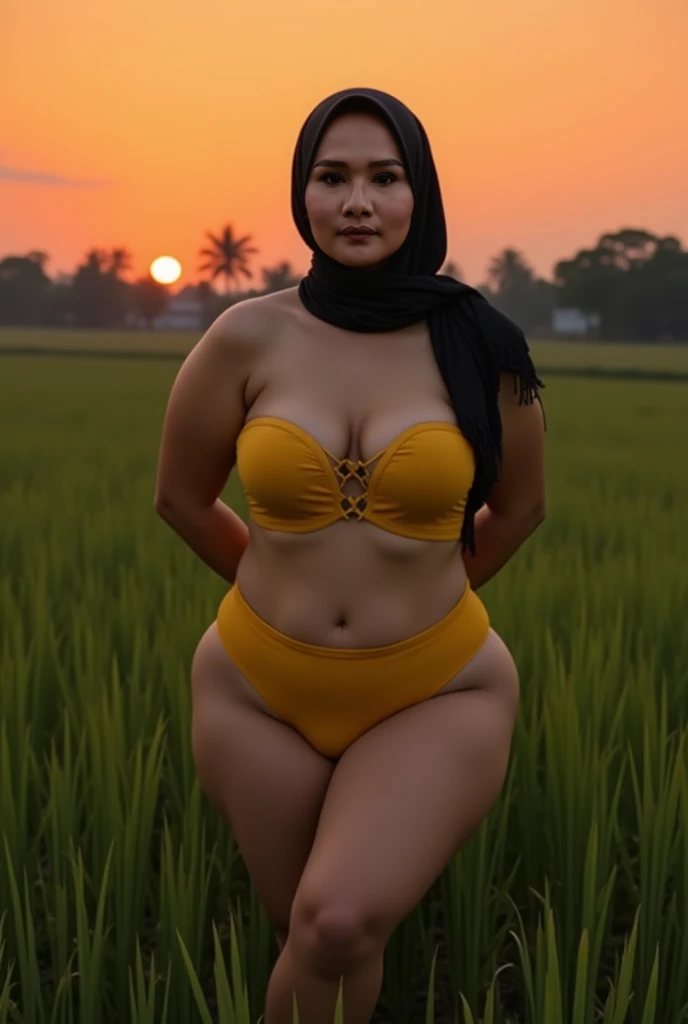 gravure, from the chest up, masutepiece, Best Quality, Ultra-detailed, Photorealistic, super detailed skin, Perfect Anatomy, (1 Malaysian), (Solo), 84 years old, Large breasts, Malaysian Hijab actress, nudes green, glamor, A sexy, Chromo-white skin, Looking at Viewer, Being in a flooded village, High flood water at the central level, Flooding chest level, VERY DEEP FLOODING, The flood outside the house is very high