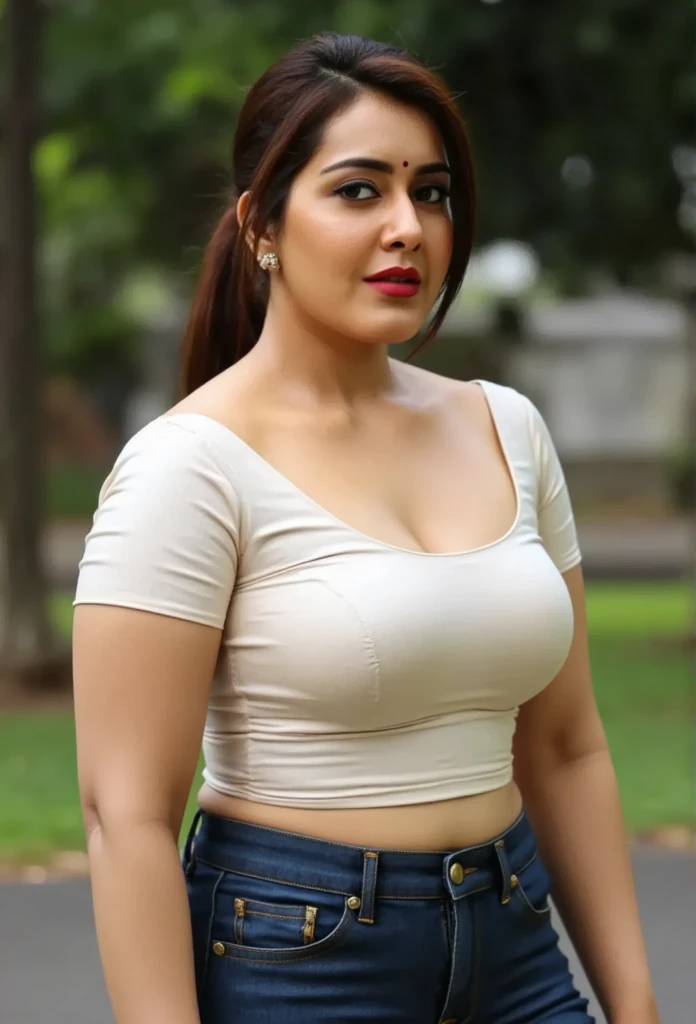 extreme close up photo of  kiara, curvy, hourglass figure, swooping breasts, deep cleavage, seductive eyes, look at viewer, doing push ups on road, necklace, White Crew Neck silk T-Shirt and Lift, Slim And Shape Skinny Jeans, red lips, sultry, ponytail, (cinematic:1.3), intricate details, (ArtStation:1.2)