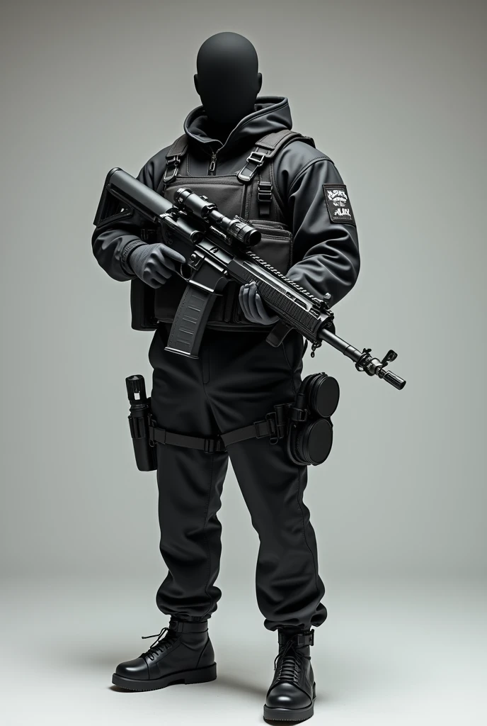 Photorealistic, high resolution, 1 malay woman in hijab, Solo, Hips up, Snow background,view the viewer, (Detailed face), White hijab, SWAT vests, sniper rifle handle, Black military uniform, bulletproof vest, Holding an assault rifle, M16, Inside the city, Very detailed, Perfect face, Black eye, jewelry